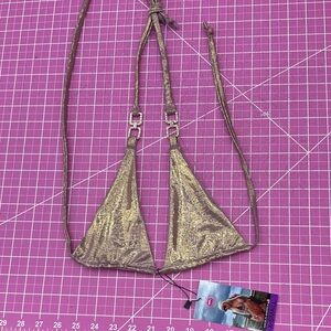 Demon Bikini Handmade XS Gold Shimmer Women's Triangle String Bikini Top Swim